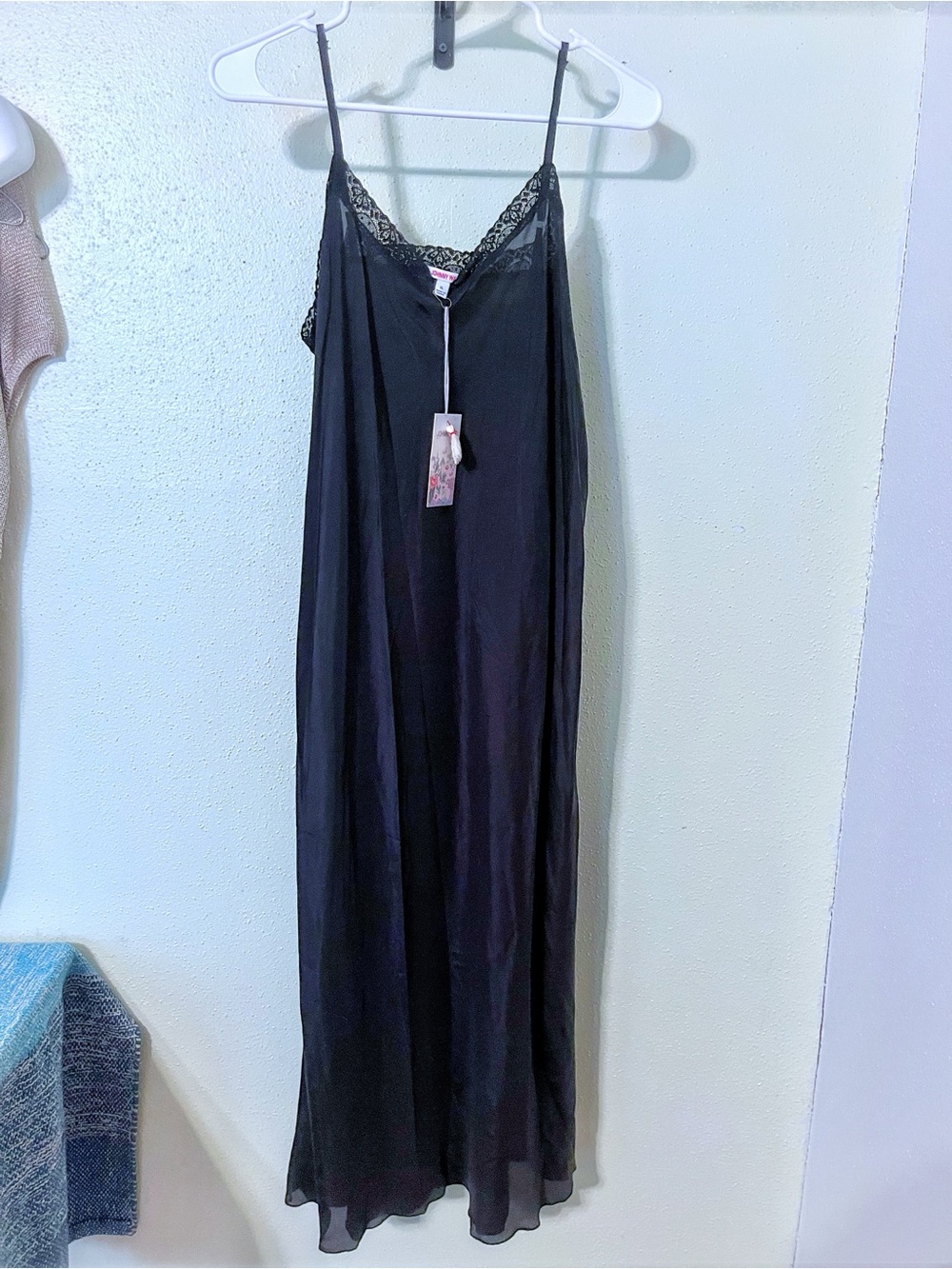 Johnny Was SILK Black Lace-Slip dress NWT Size XL 20” flat p2p, 22” at waist - Picture 8 of 11